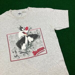 Vintage Looney Tunes Sylvester Shirt Mens L Gray 1994 Cat Cartoon Promo USA 90s‎